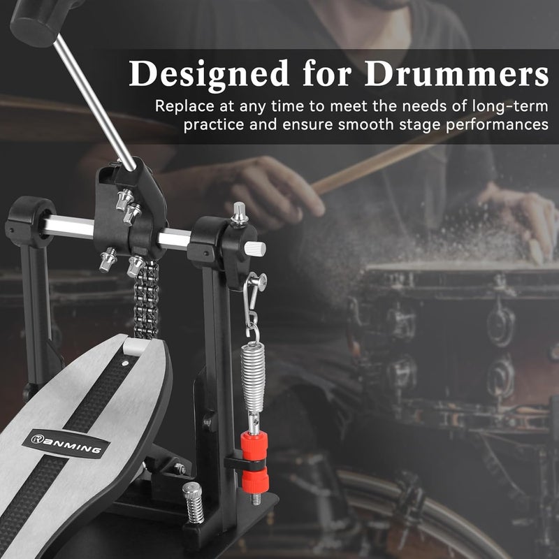 RANMING Bass Drum Pedal Spring 2Pcs Standard Replacement Kick Pedal Springs with Hook Carbon Steel Bass Drum Spring for Single&Double Drums Pedals Prcussion Instrument Hardware Parts - Image 2
